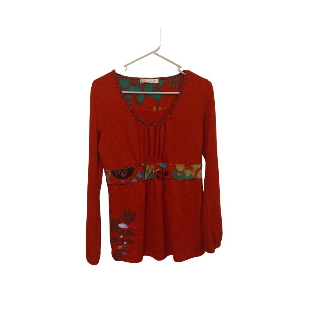 Pura‎ Vida Red boho pinched back top